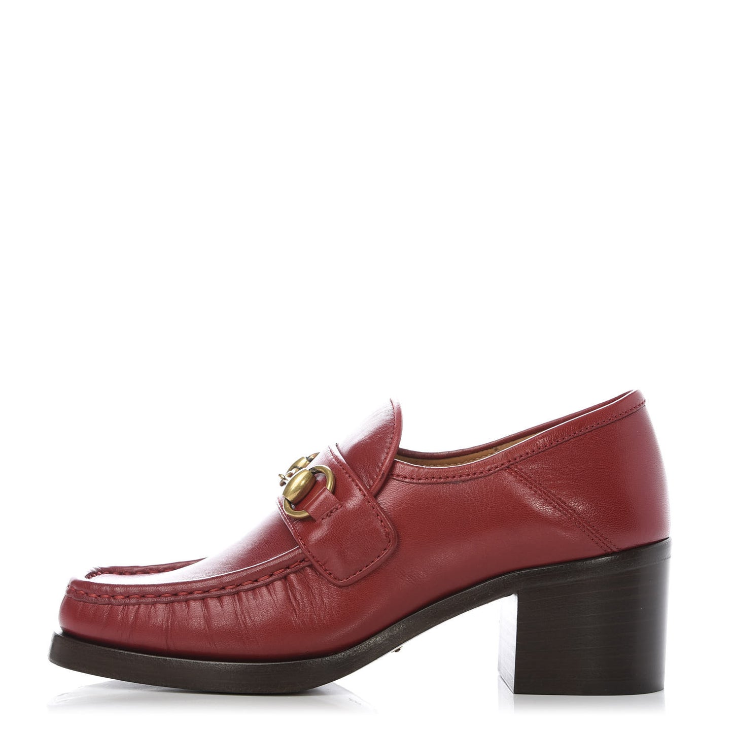 Malaga Kid Horsebit Mid Heel Loafers 35 Red