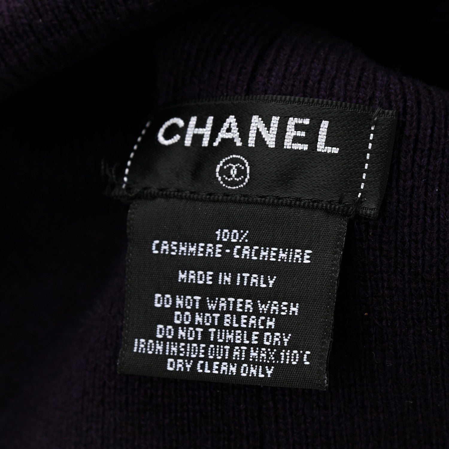 Chanel Cashmere CC Beanie Hat Purple Gold 4 of 5