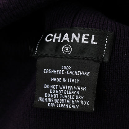 Chanel Cashmere CC Beanie Hat Purple Gold 4 of 5