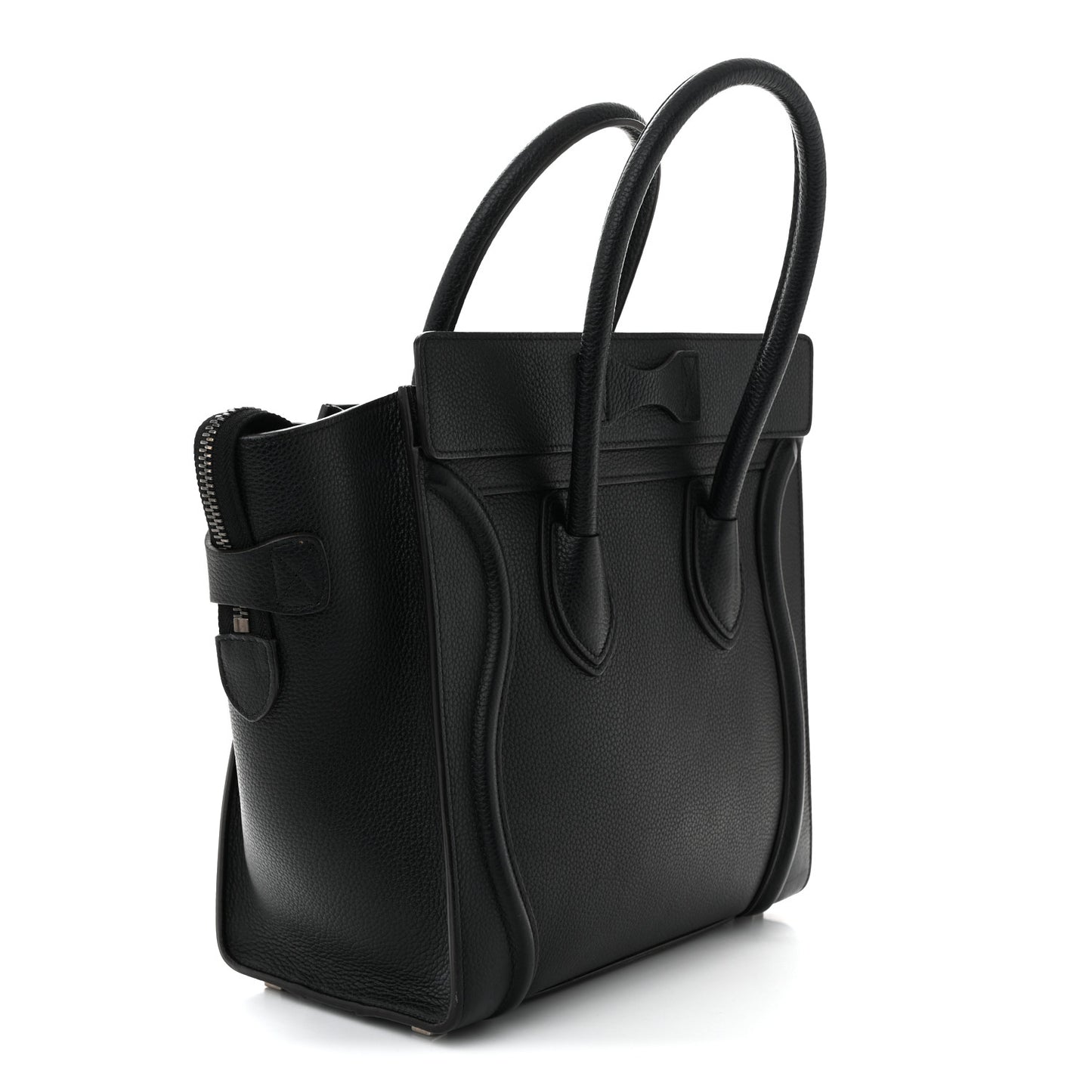Drummed Calfskin Micro Luggage Black