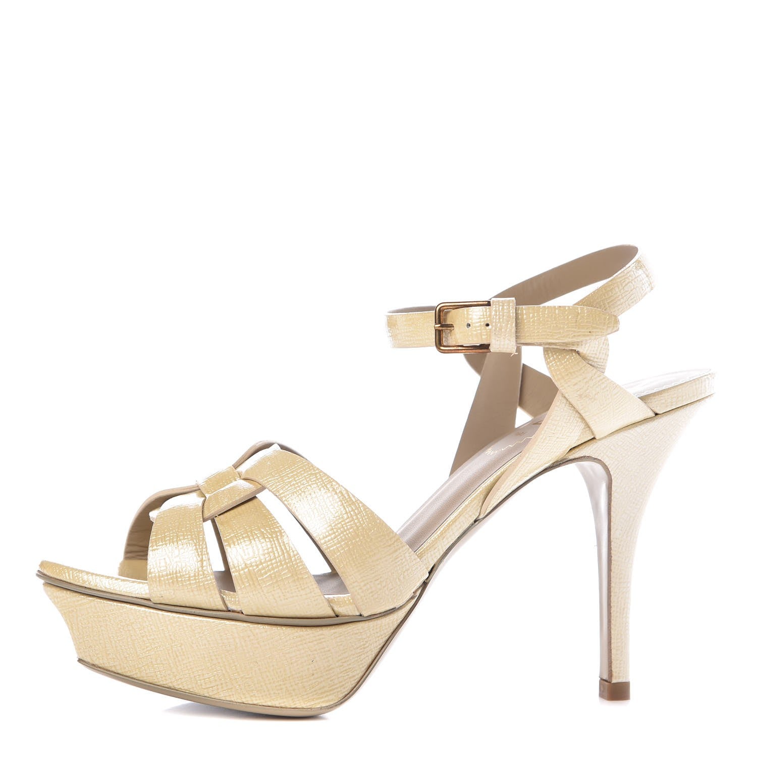 Saint Laurent Patent Textured Tribute 75 Platform Sandals 35.5 Corda 1 of 14