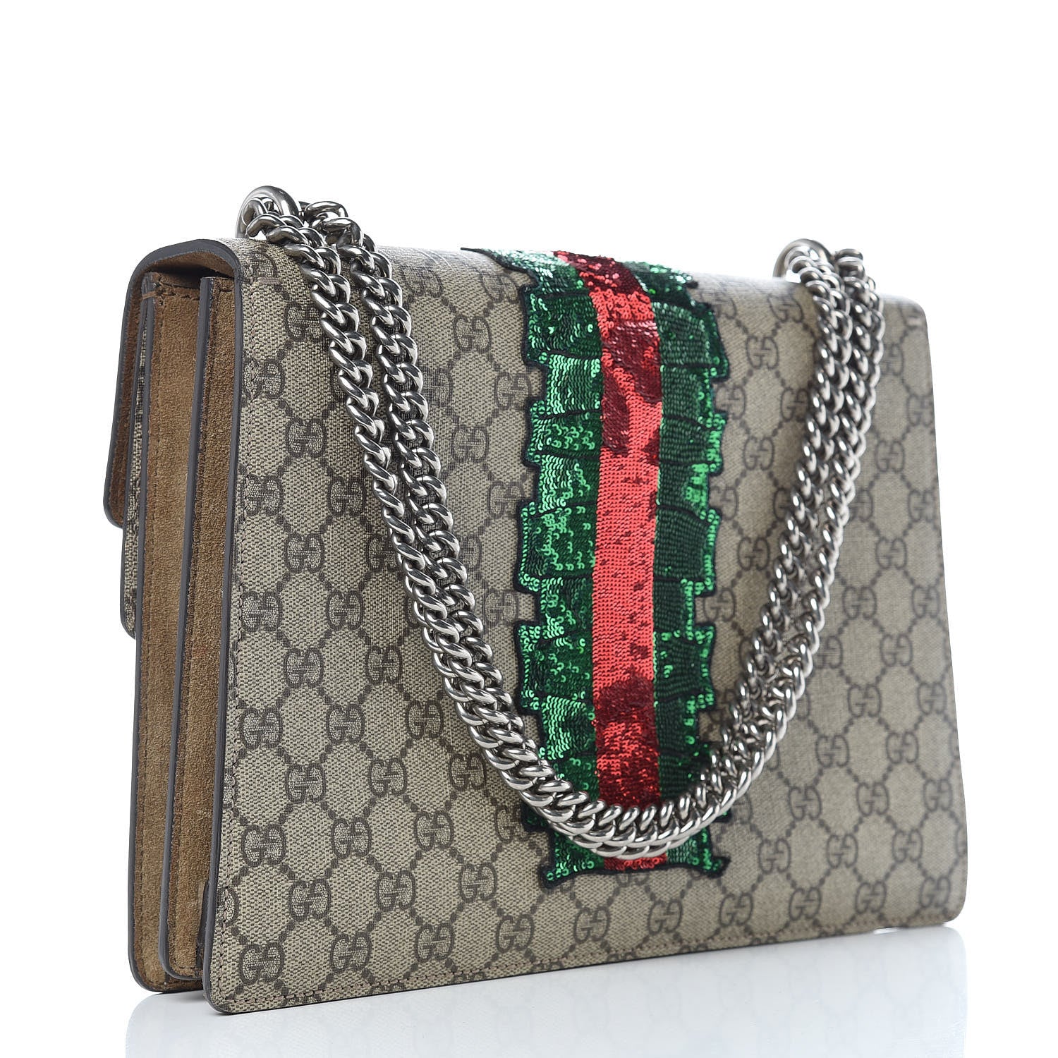 Gucci GG Supreme Monogram Lightning Embroidered Medium Dionysus Shoulder Bag Beige 3 of 15