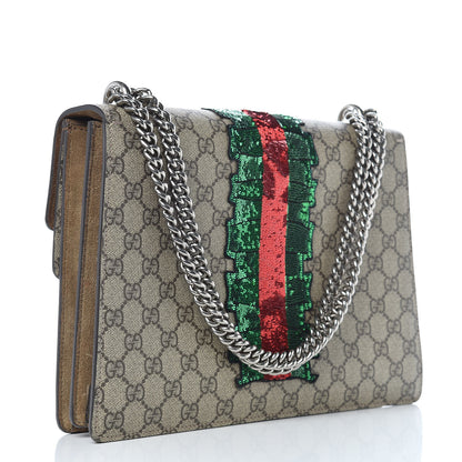 Gucci GG Supreme Monogram Lightning Embroidered Medium Dionysus Shoulder Bag Beige 3 of 15