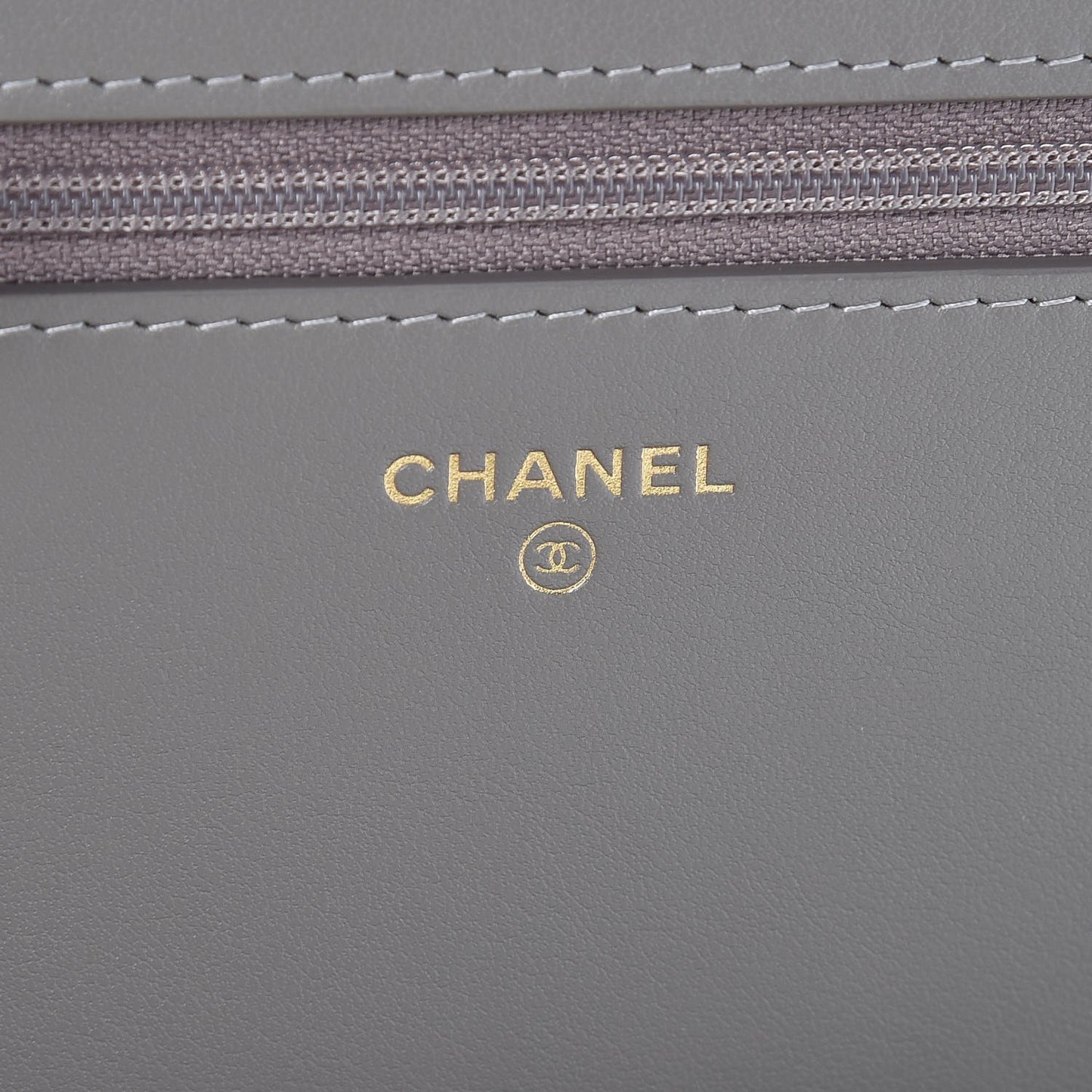 Caviar Quilted Boy Wallet On Chain WOC Grey