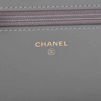 Chanel Caviar Quilted Boy Wallet On Chain WOC Grey 6 of 10