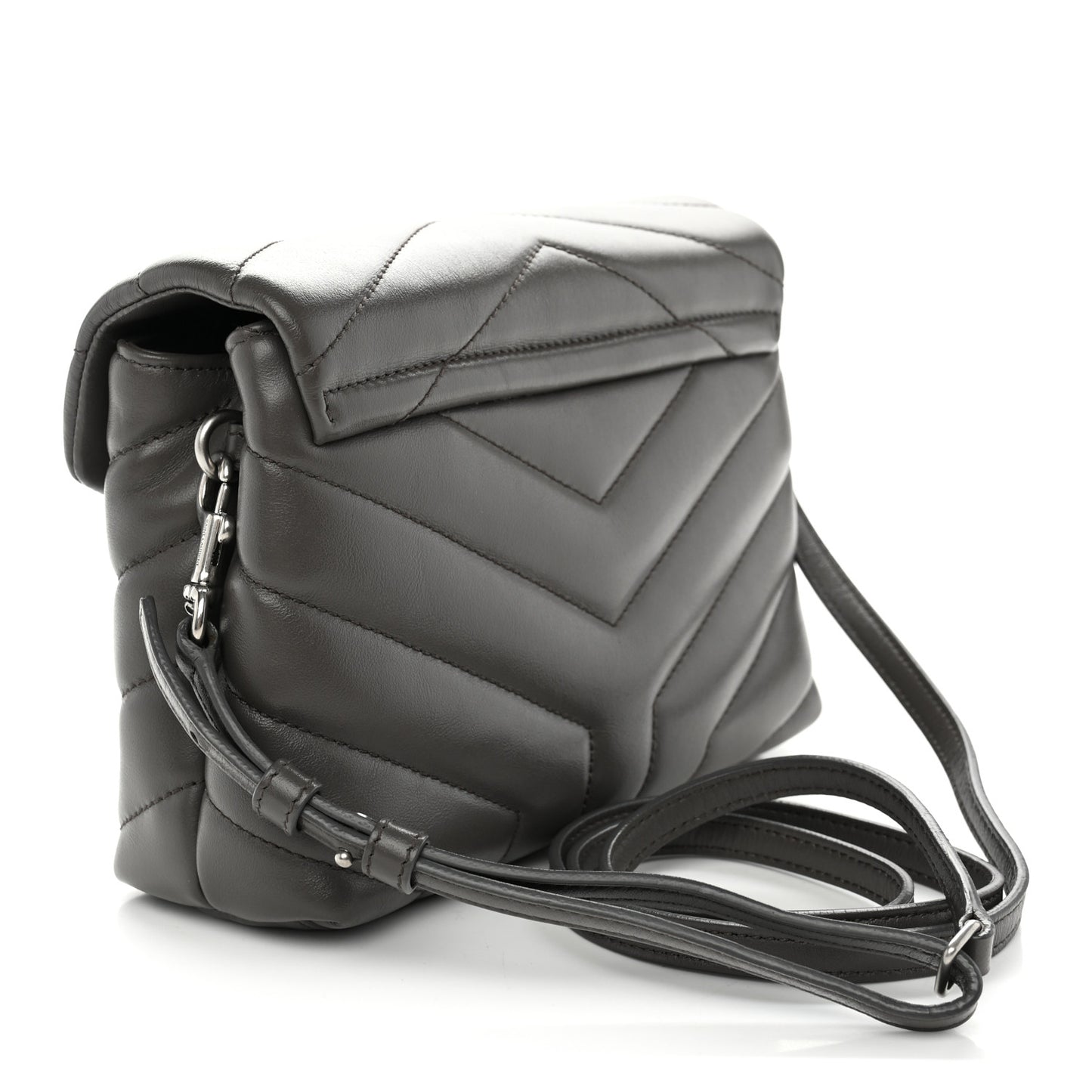 Calfskin Y Quilted Monogram Toy Loulou Crossbody Bag Grey Kaki