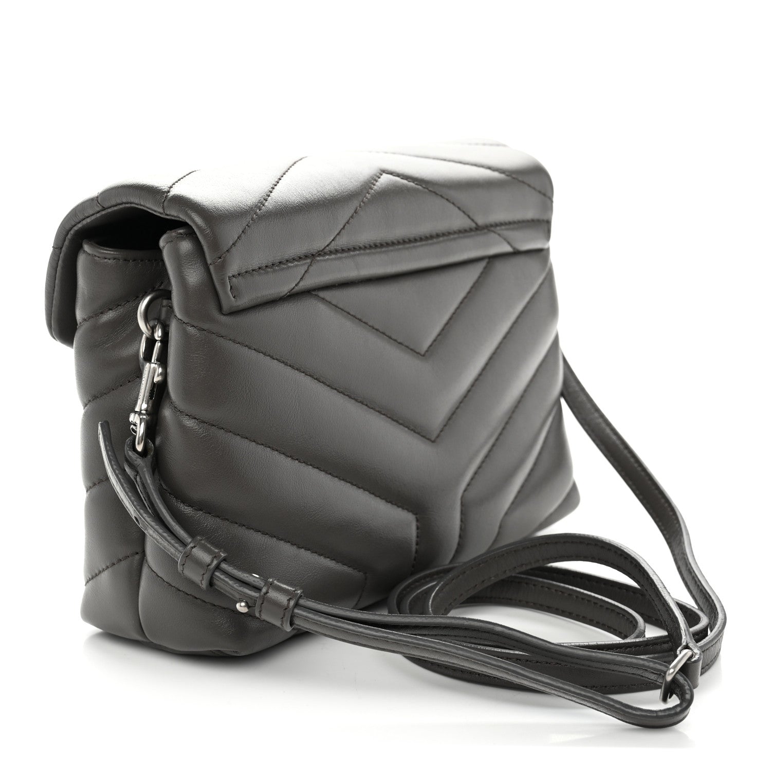 Saint Laurent Calfskin Y Quilted Monogram Toy Loulou Crossbody Bag Grey Kaki 3 of 10