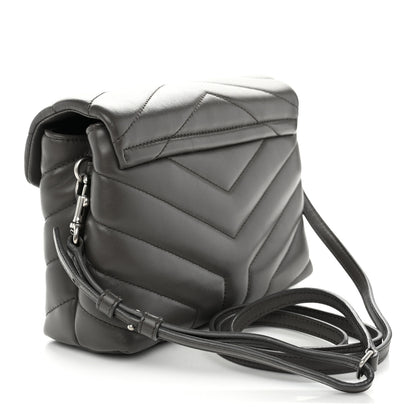 Saint Laurent Calfskin Y Quilted Monogram Toy Loulou Crossbody Bag Grey Kaki 3 of 10