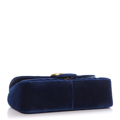 Gucci Velvet Matelasse Small GG Marmont Shoulder Bag Cobalt Blue 5 of 10