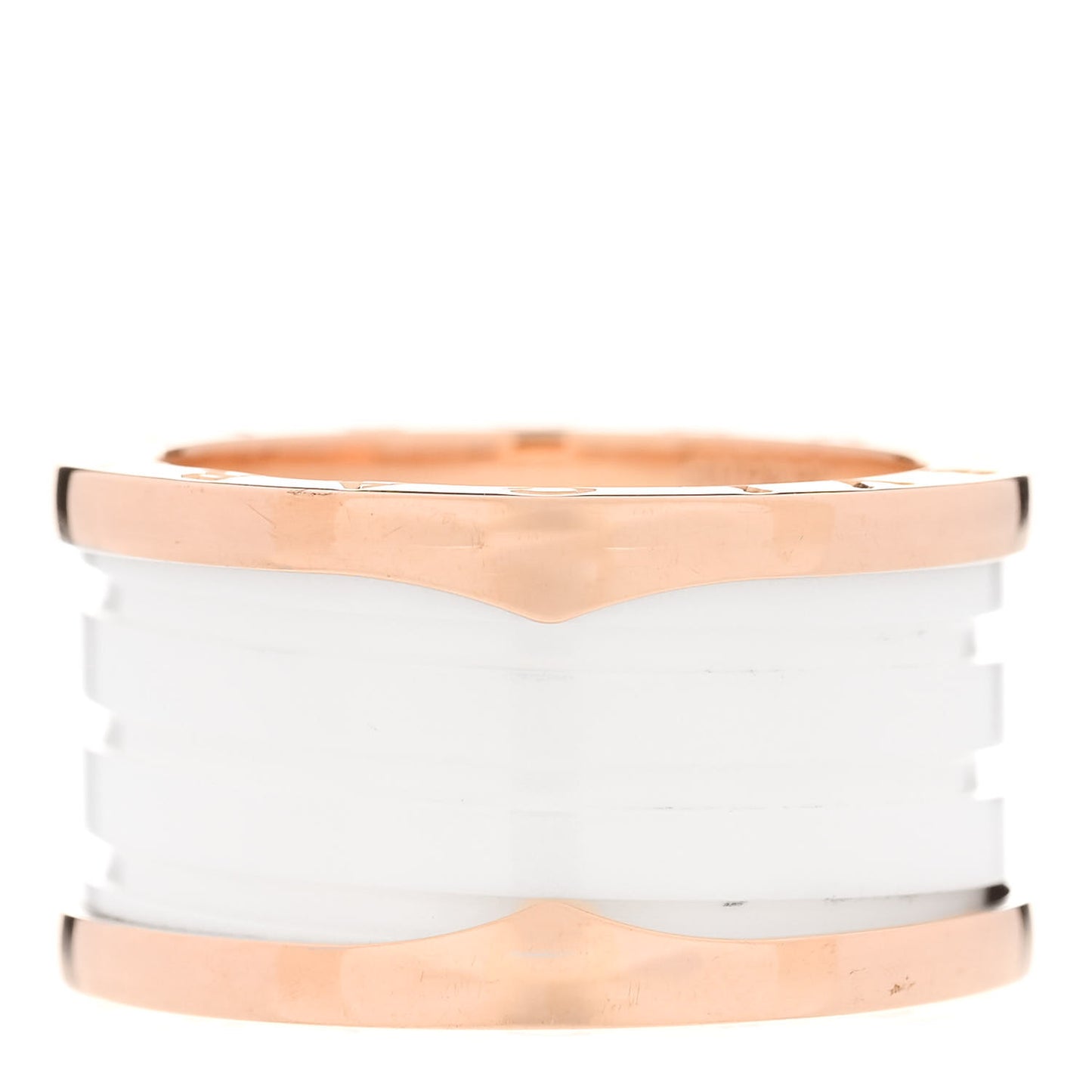 18K Rose Gold White Ceramic B.Zero1 Four-Band Ring 56 7.5