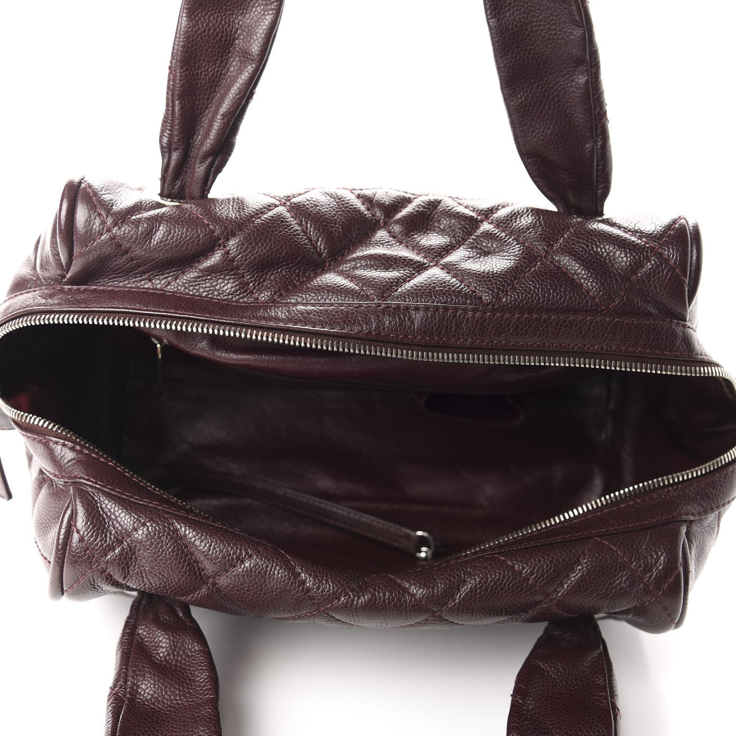 Caviar Quilted CC Timeless Bowler Burgundy