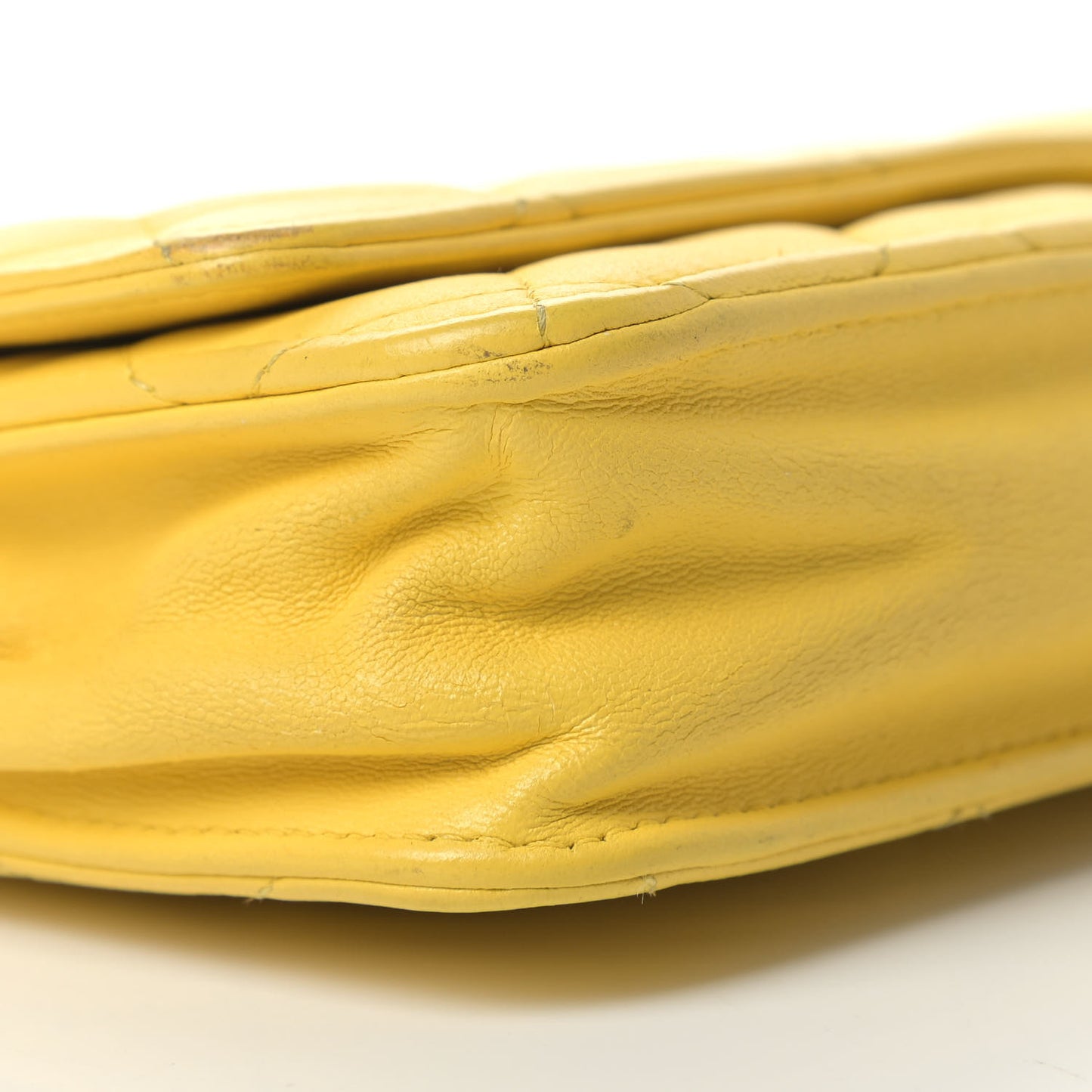 Lambskin Quilted Wallet on Chain WOC Yellow