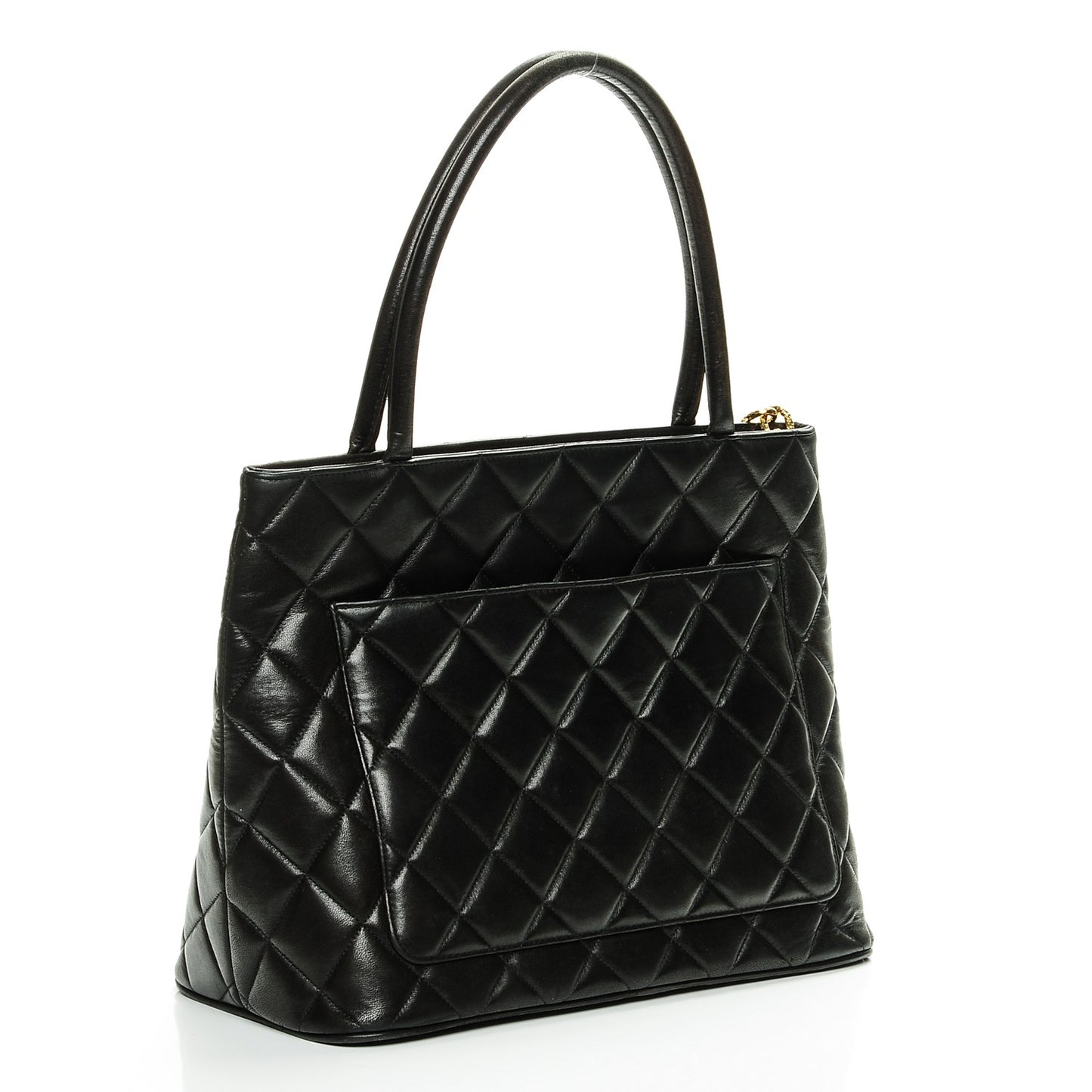Lambskin Quilted Medallion Tote Black