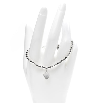 Tiffany Sterling Silver 4mm Mom Heart Tag Bead Bracelet 2 of 7