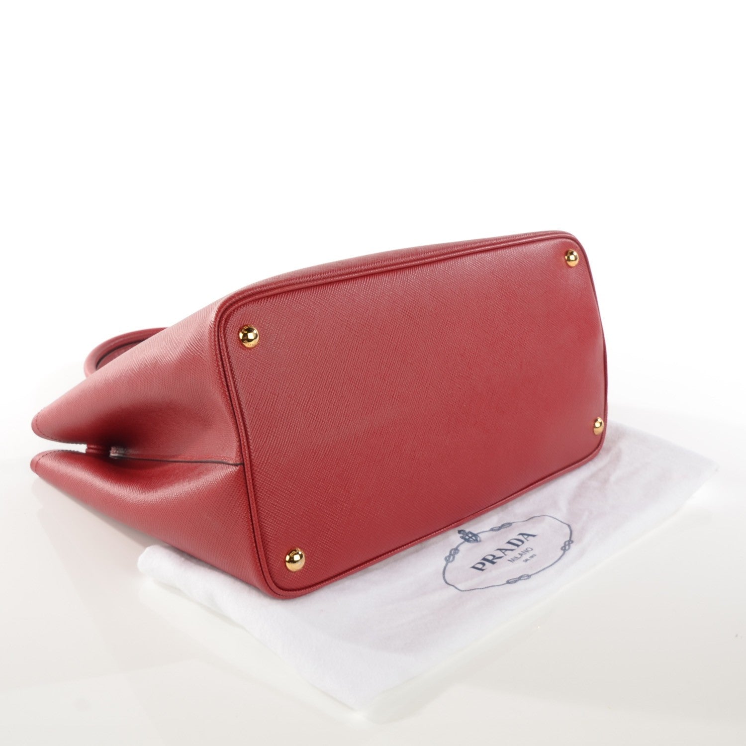 Prada Saffiano Cuir Medium Double Bag Rosso 4 of 10