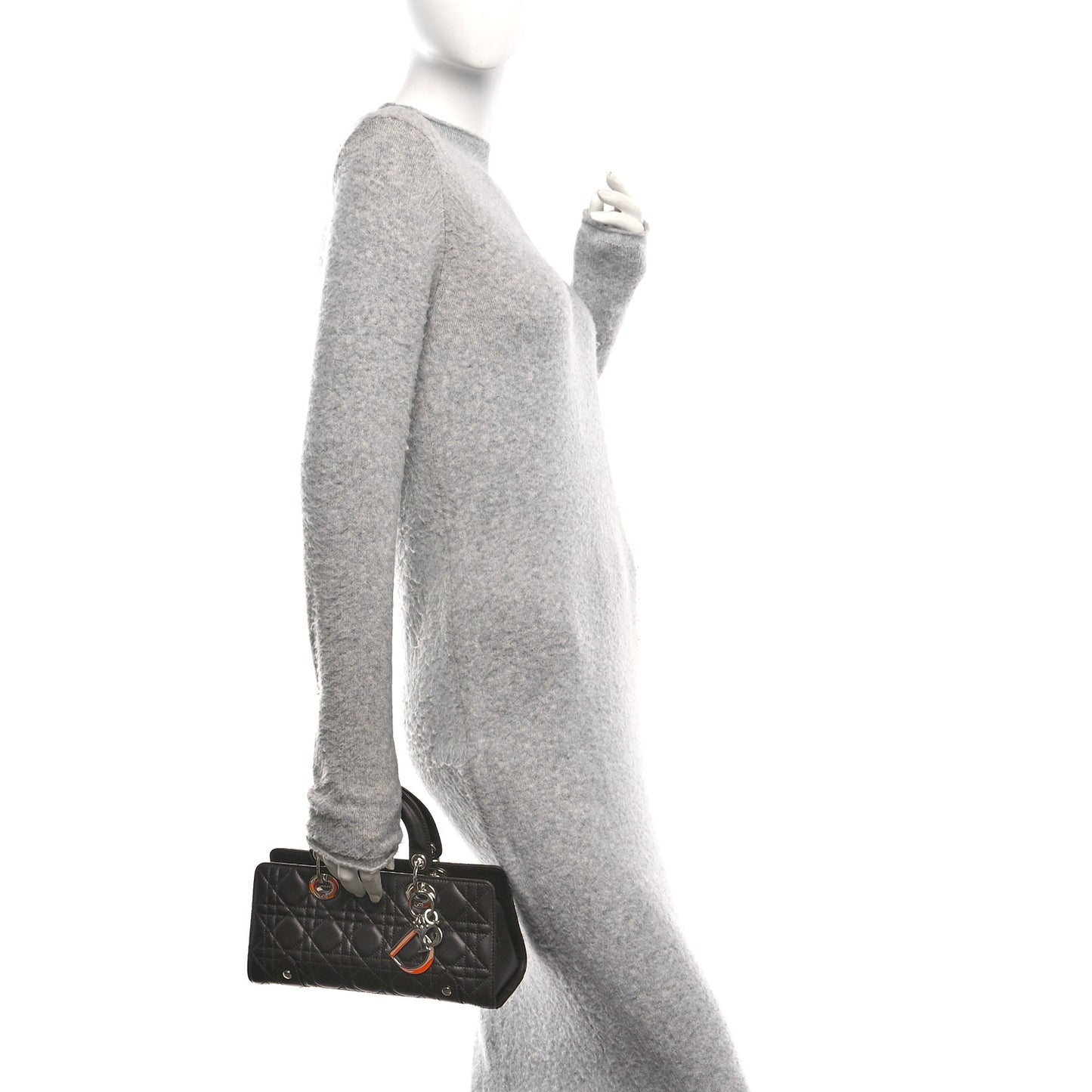 Lambskin Cannage Stitched Small East West Lady Dior Marron Fonce