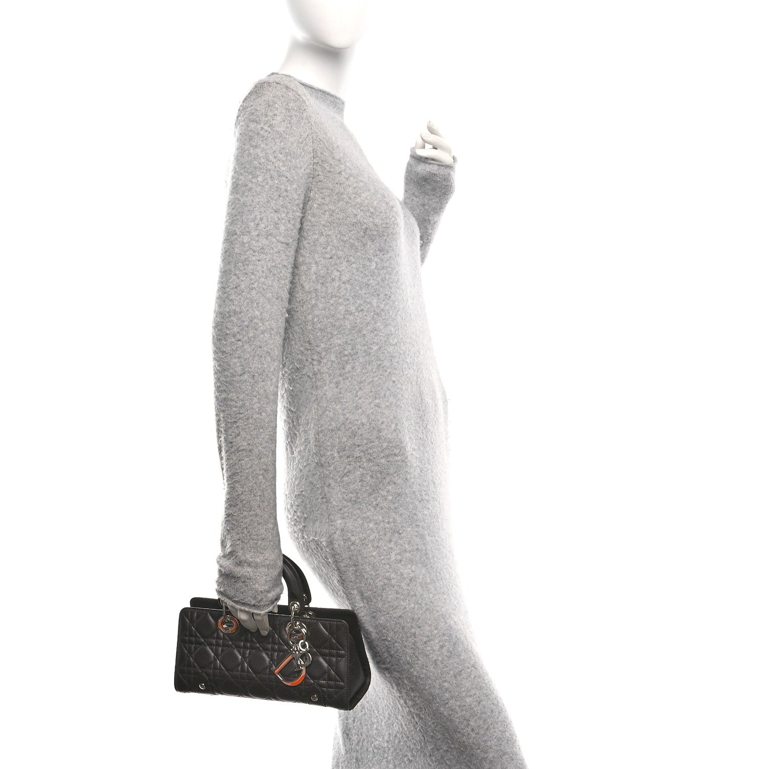 Christian Dior Lambskin Cannage Stitched Small East West Lady Dior Marron Fonce 2 of 11