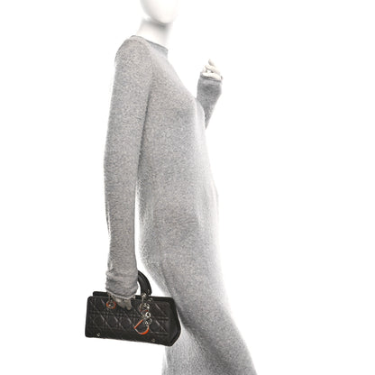 Christian Dior Lambskin Cannage Stitched Small East West Lady Dior Marron Fonce 2 of 11