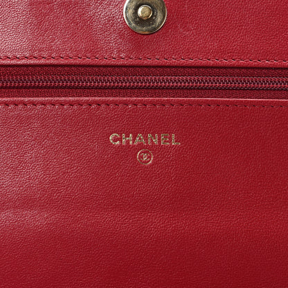 Chanel Sheepskin Caviar Chevron Quilted Vintage Mademoiselle Wallet On Chain WOC Red 6 of 9