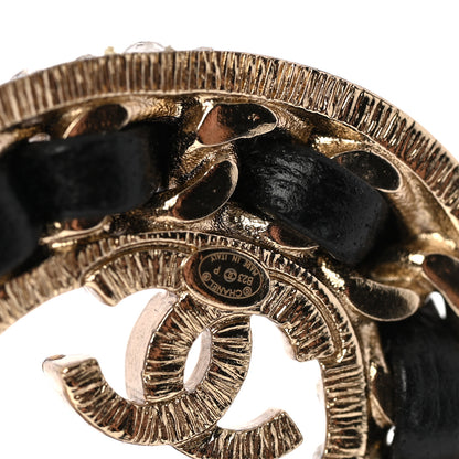 Chanel Crystal Lambskin Chain CC No 5 Earrings Gold Black 4 of 5