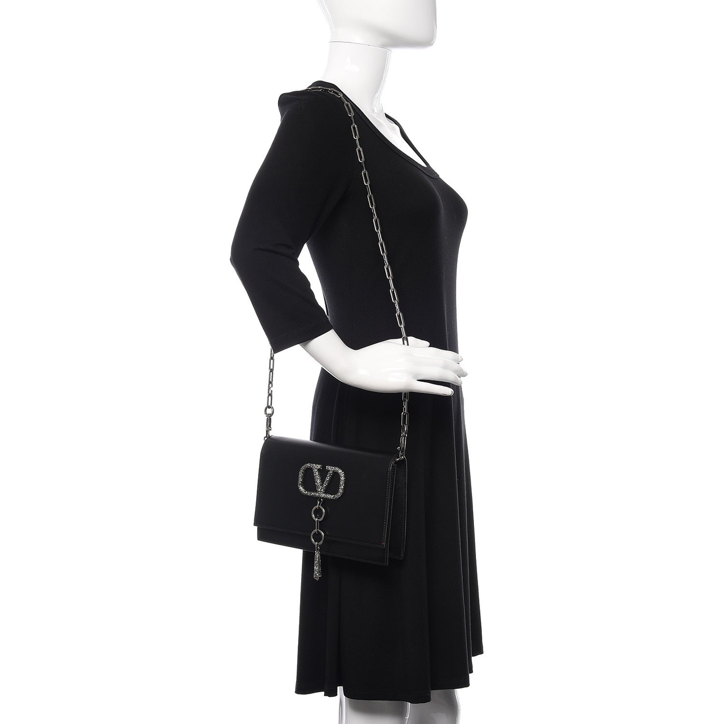 Calfskin VCase Shoulder Bag Black
