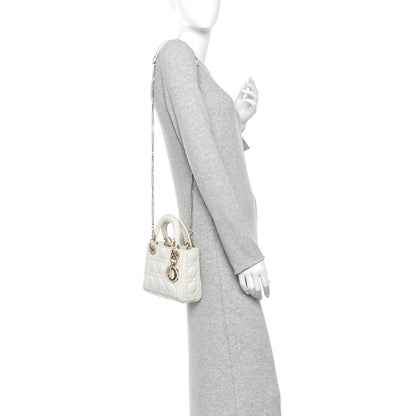 Christian Dior Lambskin Cannage Mini Lady Dior White 2 of 12