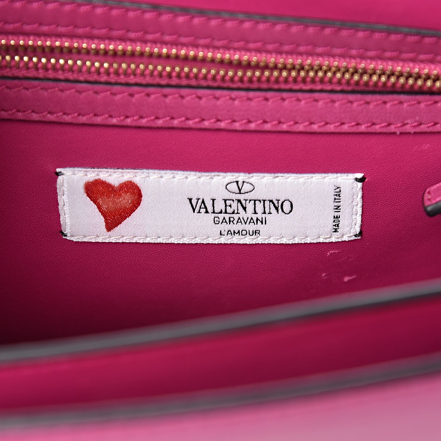 Valentino Garavani Shiny Nappa L'Amour Rockstud Shoulder Bag Fuxia 6 of 17