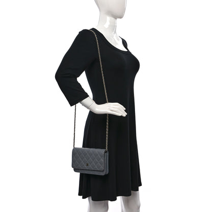 Chanel Caviar Quilted Wallet On Chain WOC Grey 2 of 11