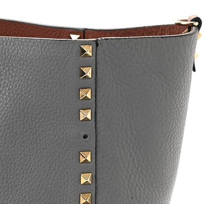 Valentino Garavani Grained Calfskin Medium Rockstud Reversible Tote Dark Rose Grey 17 of 22