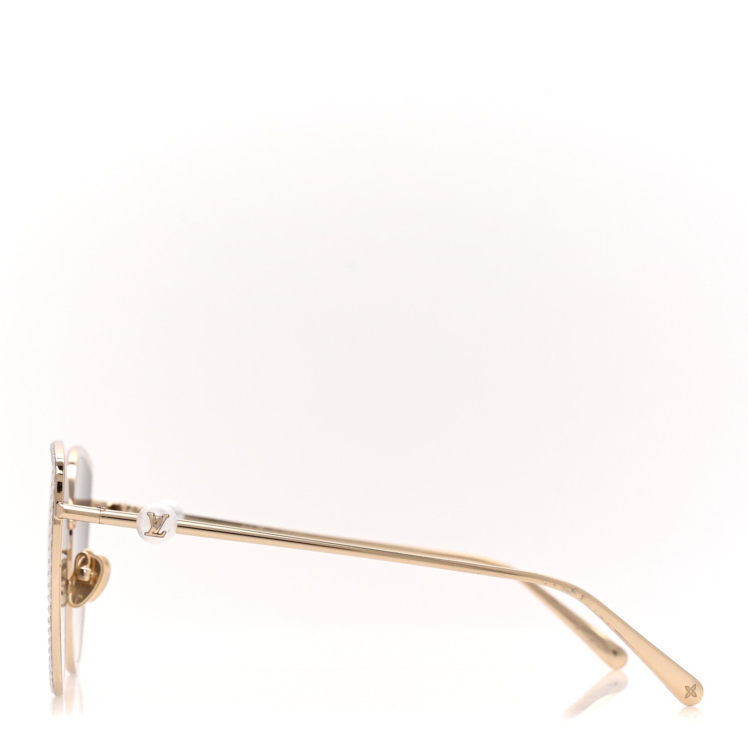 Louis Vuitton Pearl LV Cat Eye Sunglasses Z1995U Gold 3 of 8