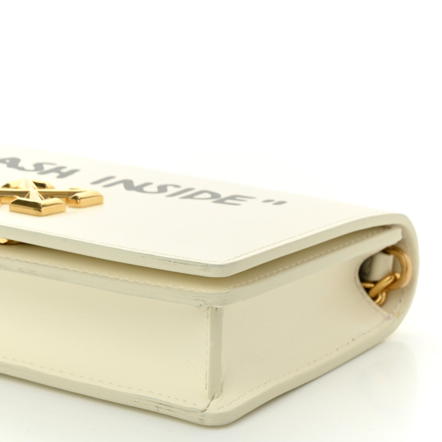 OFF WHITE Calfskin Jitney 0.5 Cash Inside Crossbody Bag White