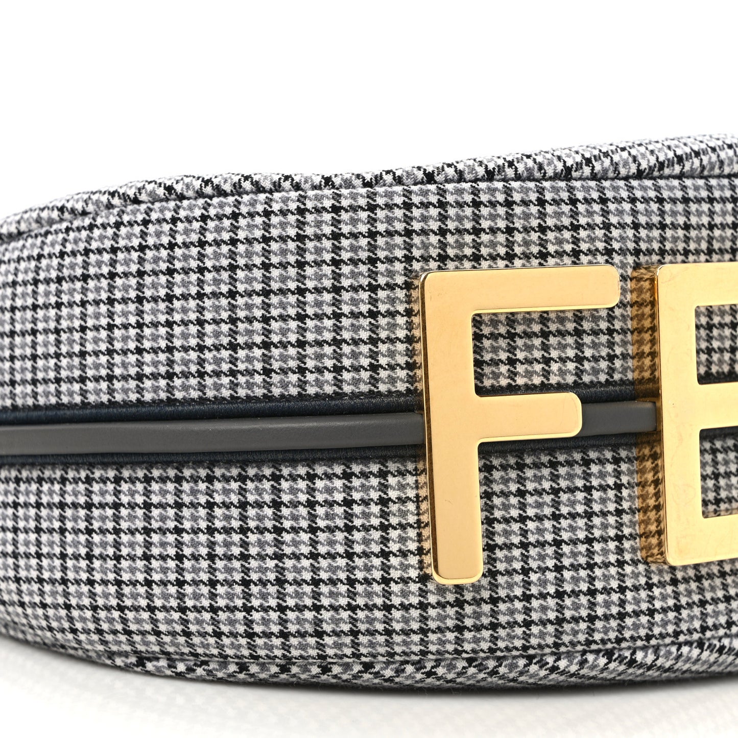 Wool Vitello Grace Small Houndstooth Small Fendigraphy Hobo Bag Grigio Anthracite