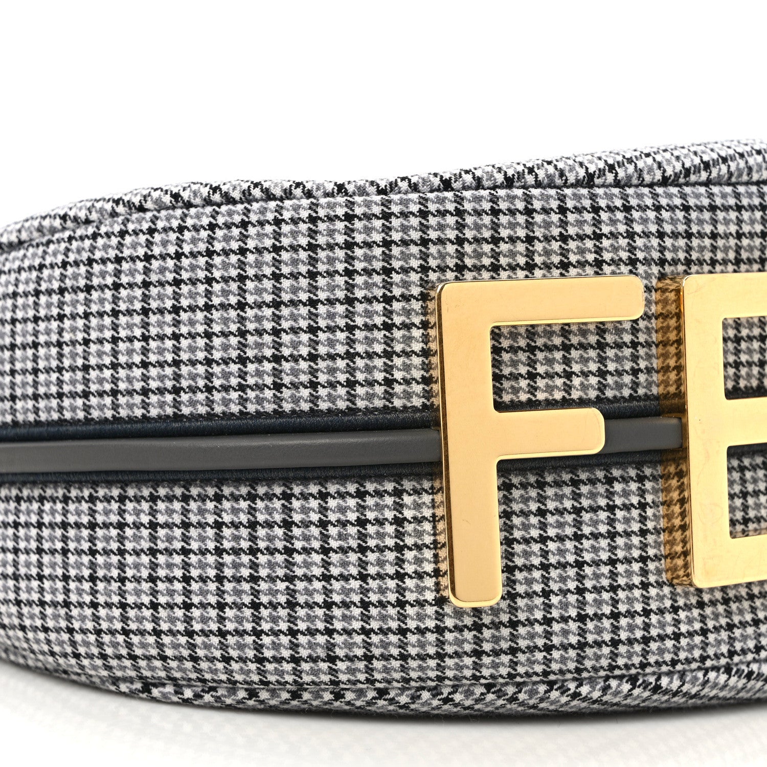 Fendi Wool Vitello Grace Small Houndstooth Small Fendigraphy Hobo Bag Grigio Anthracite 8 of 9