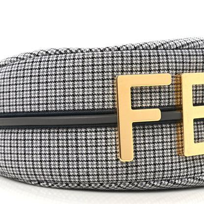 Fendi Wool Vitello Grace Small Houndstooth Small Fendigraphy Hobo Bag Grigio Anthracite 8 of 9