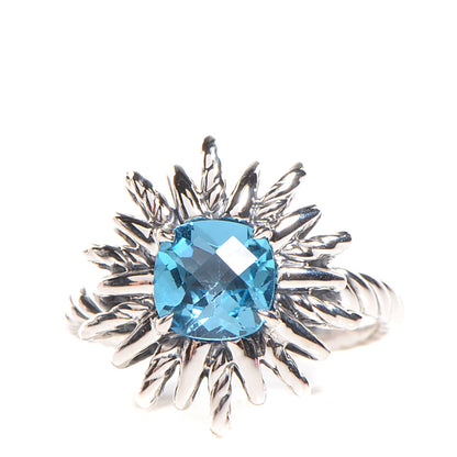 David Yurman Sterling Silver Blue Topaz Starburst Ring 54 6.75 1 of 6