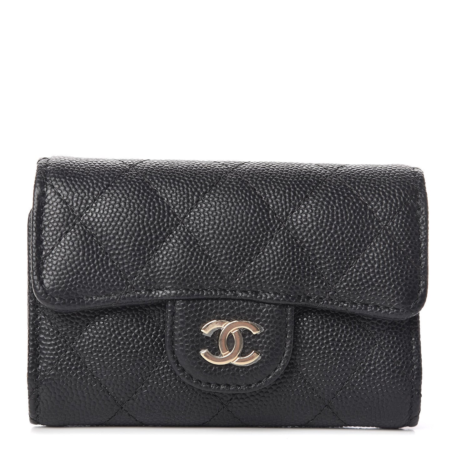 Caviar Quilted Classic 4 Key Holder Wallet Black
