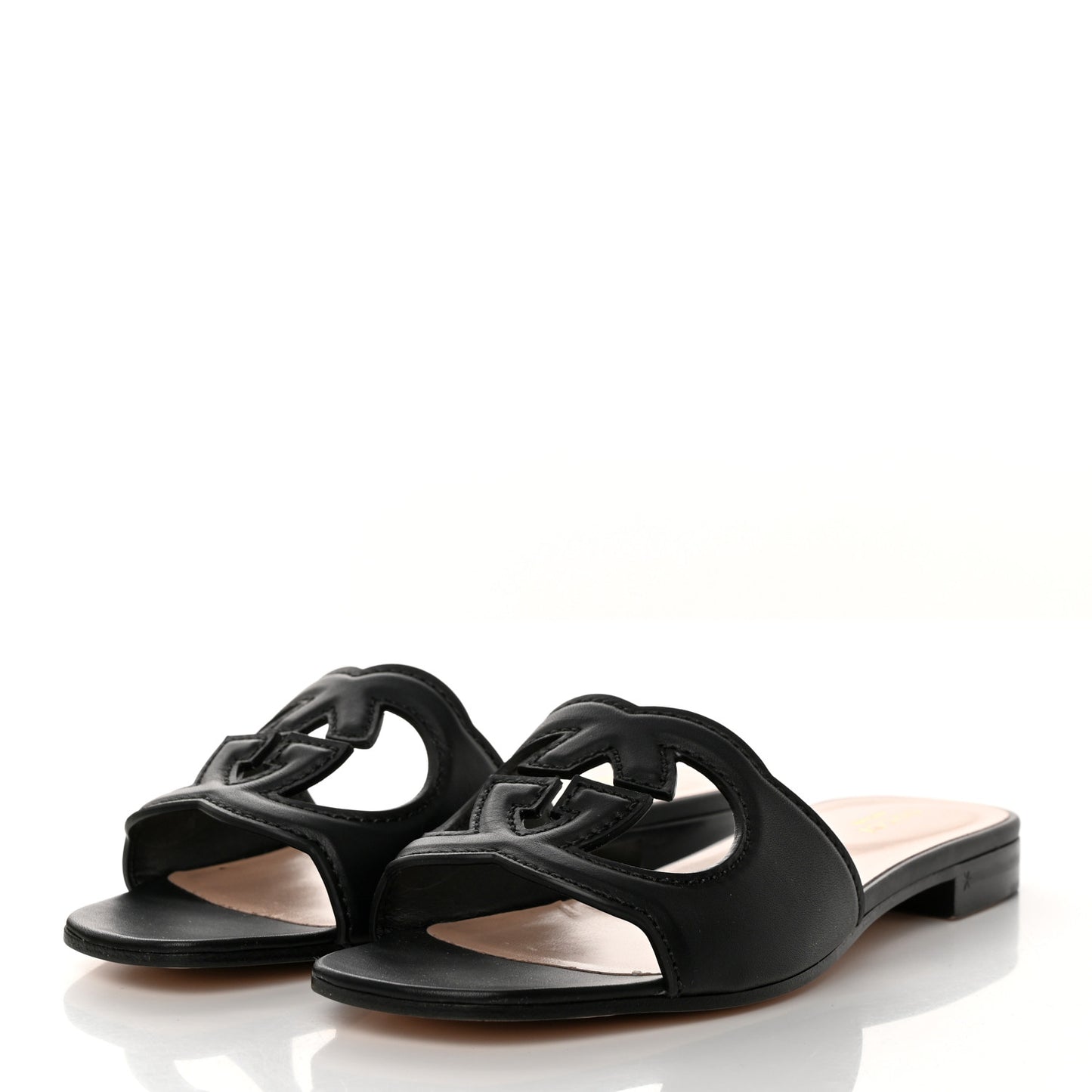 Cosmos Softy Calfskin Interlocking G Cut Out Slide Sandals 36.5 Black