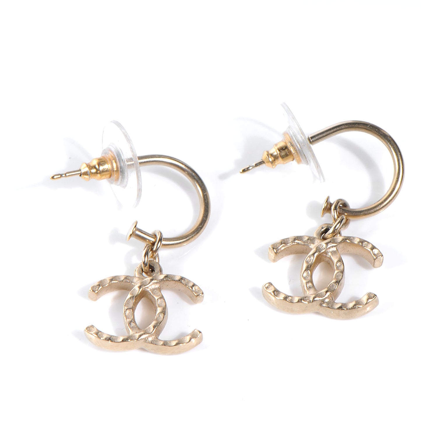 Hammered CC Dangle Earrings Gold