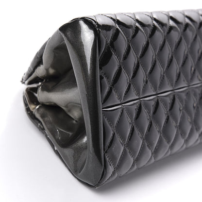 Chanel Metallic Patent Quilted Medium Just Mademoiselle Bowling Bag Silver Degrade 6 of 12