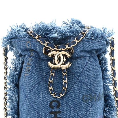 Chanel Denim Quilted Mood Mini Bucket With Chain Blue Multicolor 8 of 10