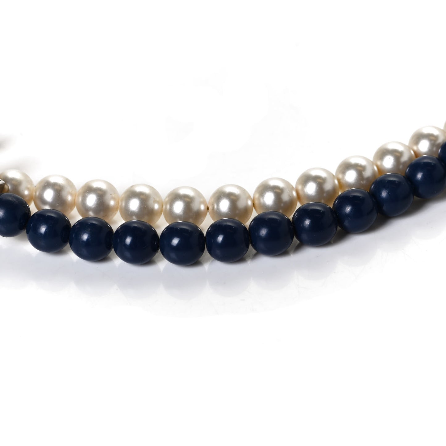 Pearl CC Long Necklace Pearly White Blue
