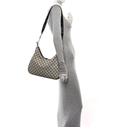 Gucci GG Supreme Monogram Textured Calfskin Web Large Attache Shoulder Bag Beige Blue 2 of 10