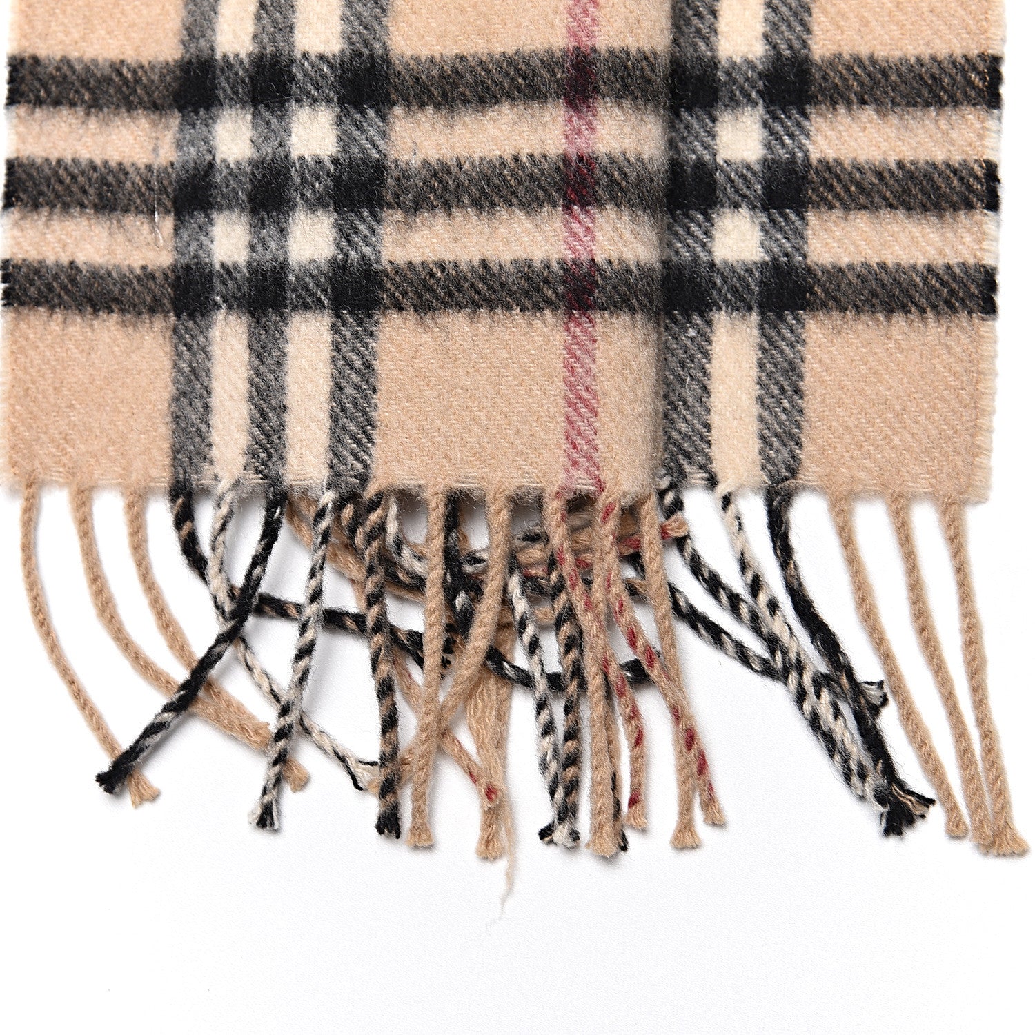 Burberry Cashmere House Check Fringe Scarf Camel 6 of 6