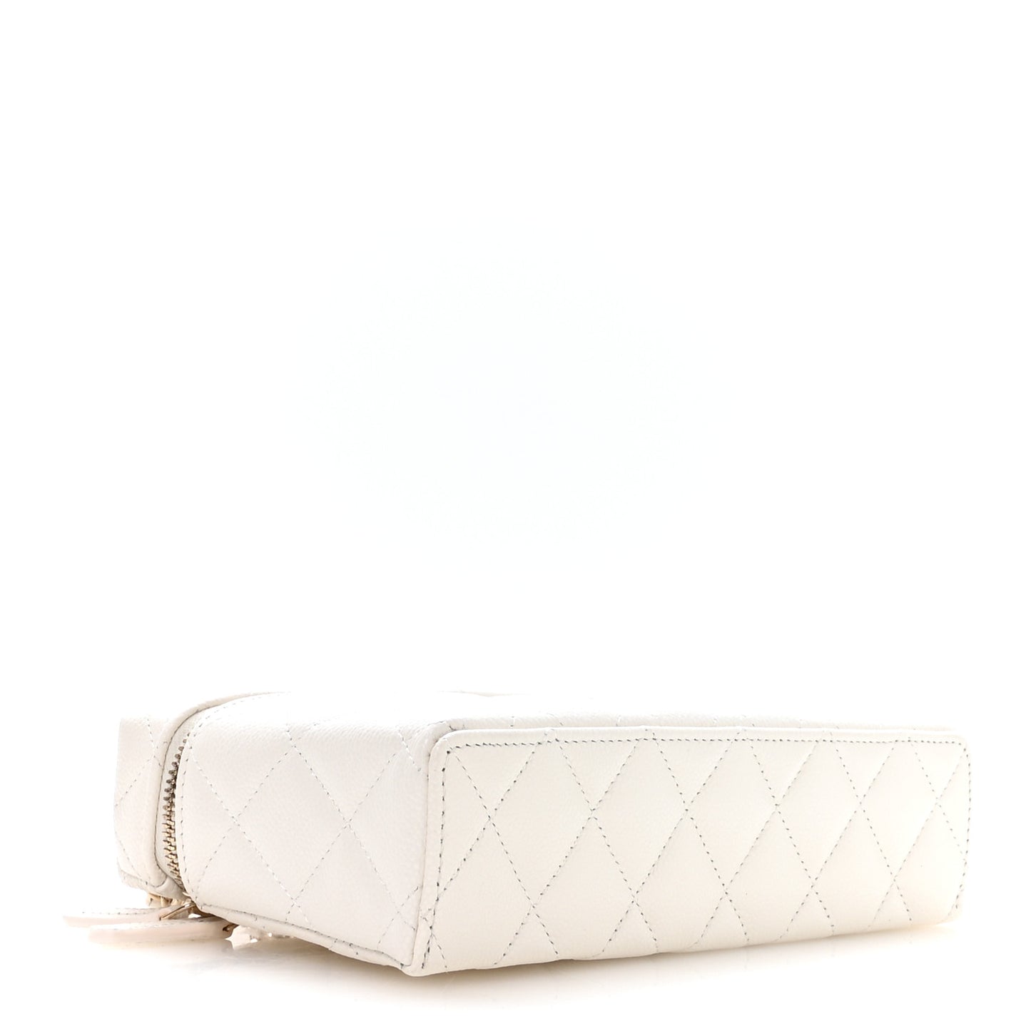 Caviar Quilted Top Handle Slim Vanity With Chain White