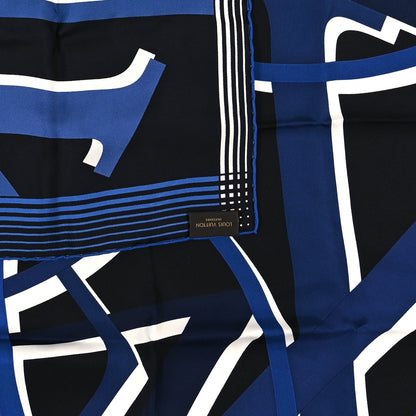 Louis Vuitton Silk LV Monogram Square Scarf Navy Black 2 of 3