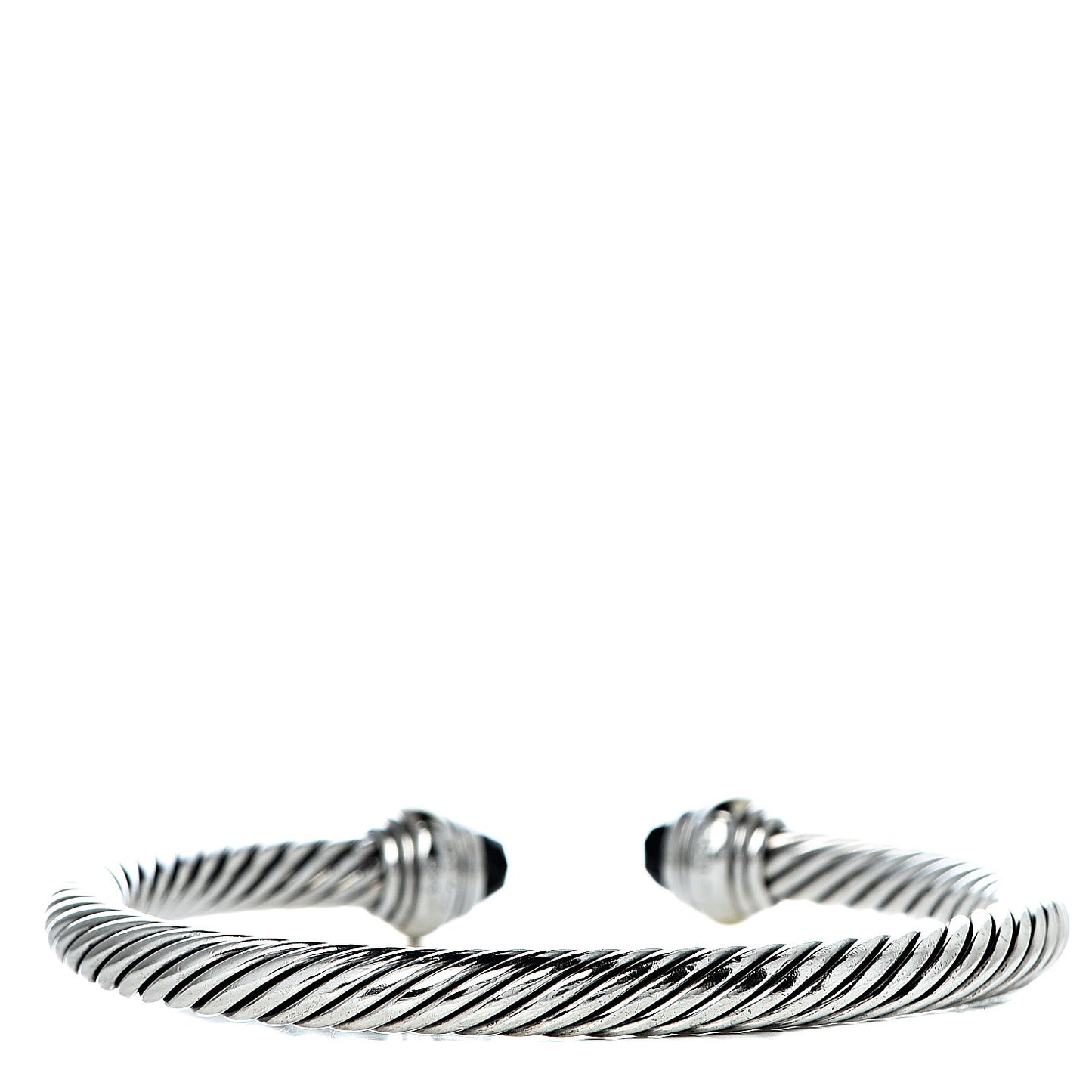Sterling Silver 14K Yellow Gold Black Onyx 5mm Cable Classics Bracelet