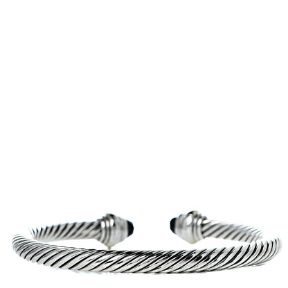 David Yurman Sterling Silver 14K Yellow Gold Black Onyx 5mm Cable Classics Bracelet 3 of 5