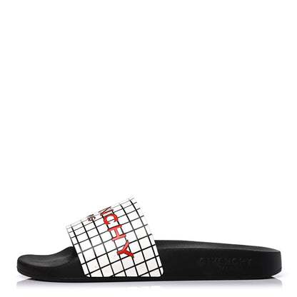 Givenchy Rubber Checkered Logo Pool Slide Sandals 38 Black 1 of 4