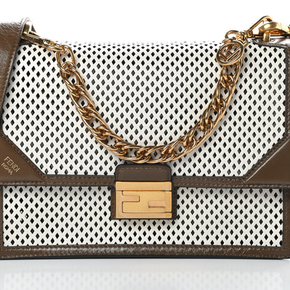 Fendi Vitello Liberty Glossy Lambskin F is Fendi Perforated Kan U Shoulder Bag White Ice Rust Maya 8 of 12