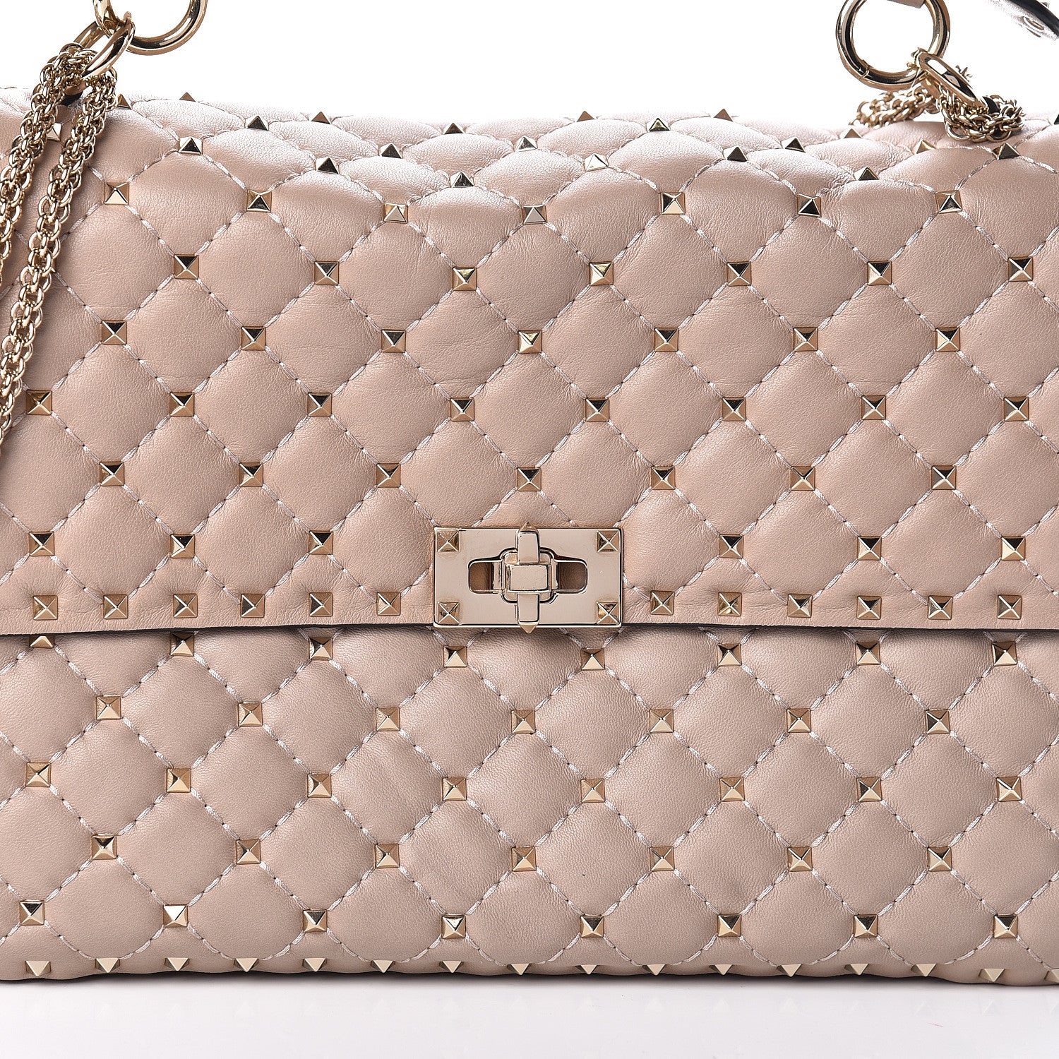 Valentino Garavani Nappa Large Rockstud Spike Shoulder Bag Poudre 7 of 9